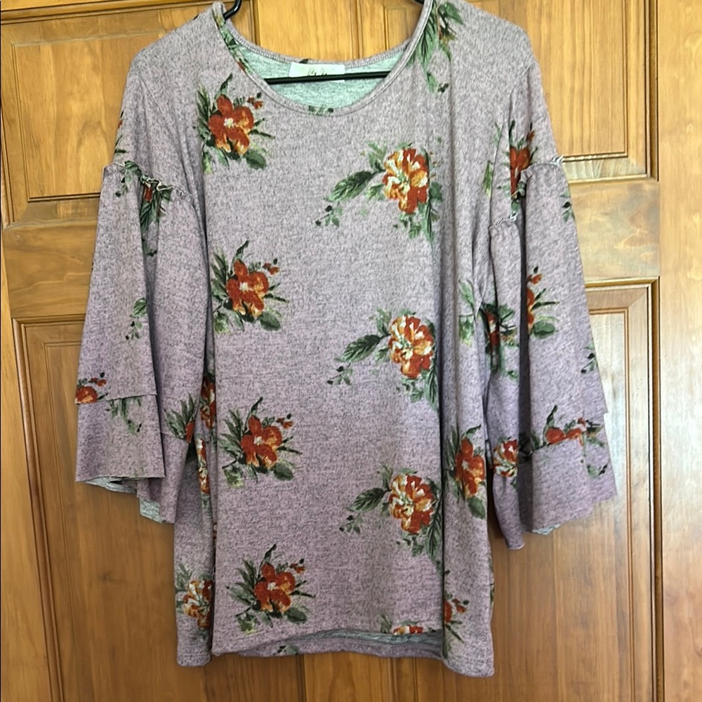 Floral Gray Women's Top